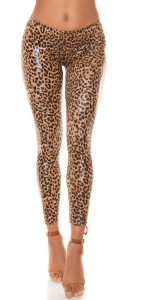 Colanți damă tip latex cu șnur la spate efect push-up – Negru / Roșu / Leopard - Img 6