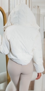 Geacă scurtă damă tip puffer cu glugă detașabilă - Img 8
