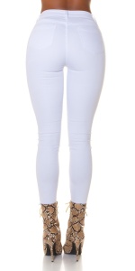 Pantaloni Damă Skinny Albi cu Talie Înaltă, Denim Elastic, Fit Mulat, Casual & Elegant - Img 3