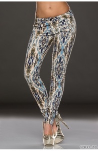 Pantaloni Skinny cu Imprimeu Abstract Multicolor - Img 2