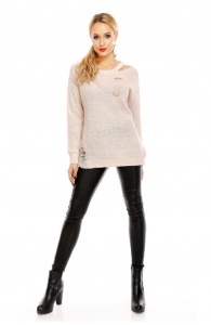 Pulover Calduros din Tricot cu Taieturi Decorative - Img 3