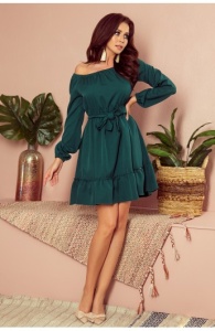 Rochie feminină și elegantă, cu decolteu Bardot