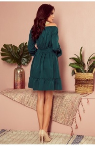 Rochie feminină și elegantă, cu decolteu Bardot - Img 2