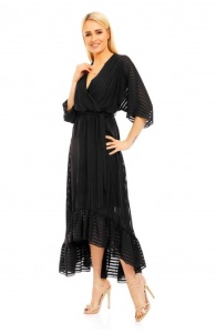 Rochie lunga asimetrica cu model in dungi - Img 4