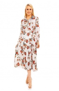 Rochie lunga tip camasa cu imprimeu floral - Img 6