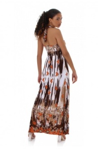 Rochie lunga vaporoasa cu imprimeu multicolor - Img 3