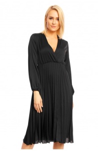 Rochie Midi cu Decolteu in V si Fusta Plisata - Img 6