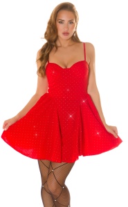 Rochie Scurtă Roșie cu Pietre Strălucitoare și Bretele Subțiri – Elegantă și Sexy pentru Petreceri - Img 10