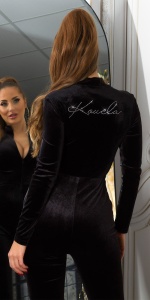 Salopetă damă din catifea elastică cu fermoar, mulată, elegantă - Img 10