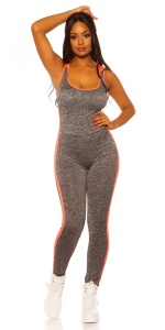 Salopetă Fitness Elastică cu Dungi Neon, Talie Înaltă, Material Stretch - Img 6