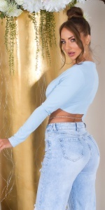 Top Crop Damă cu Decupaj Inimă, Mâneci Lungi, Material Elastic, Sexy & Modern - Img 5
