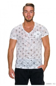 Tricou Imprimat cu Decolteu in V - Img 1