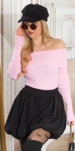 Bluza damă elegantă cu umeri goi, mâneci lungi și croială mulată – casual & chic