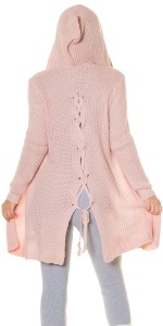 Cardigan damă lung tricotat cu glugă și șnur pe spate, croială lejeră, stil casual – iarnă/toamnă - Img 10