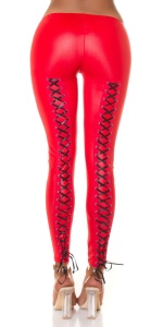 Colanți damă tip latex cu șnur la spate efect push-up – Negru / Roșu / Leopard - Img 4