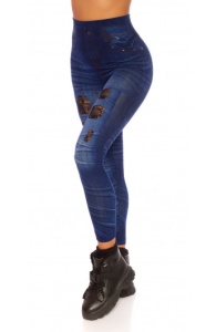 Leggings cu Aspect de Jeansi si Rupturi - Img 3