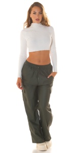 Pantaloni Cargo Damă Kaki, Talie Elastică cu Șnur, Buzunare Laterale, Croială Lejeră – Stil Casual Urban - Img 7