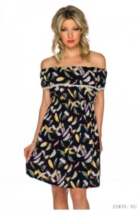 Rochie Bardot cu Imprimeu Multicolor - Img 1