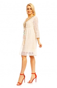 Rochie din dantela si broderie cu manecile treisferturi - Img 5