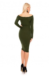 Rochie midi cu maneci lungi si umerii goi - Img 12