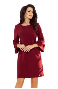 Rochie Mini Bordo in Forma de A cu Maneci Evazate - Img 5