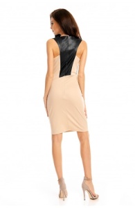 Rochie office scurta cu insertii din piele - Img 4