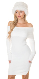 Rochie tricotată tip pulover, cu umeri goi, mulată pe corp – elegantă și călduroasă - Img 6
