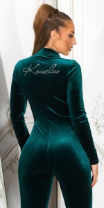 Salopetă damă din catifea elastică cu fermoar, mulată, elegantă - Img 7