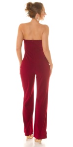 Salopetă elegantă de damă cu pene, pantaloni evazați – model de seară, bretele detașabile - Img 6