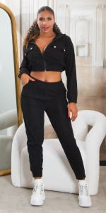 Set trening damă din 2 piese – hanorac scurt cu fermoar + pantaloni, casual sport - Img 11