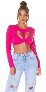 Top Crop Damă cu Decupaj Inimă, Mâneci Lungi, Material Elastic, Sexy & Modern - Img 12