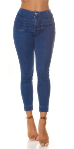 Blugi damă skinny cu talie înaltă, model push-up, denim elastic albastru - Img 8