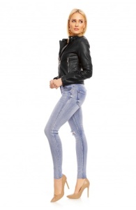 Jacheta Biker Simpla Cu Fermoar Asimetric - Img 4