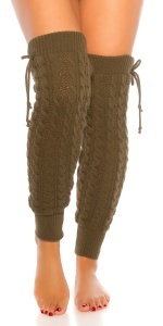 Jambiere Tricotate Groase Dama – Model Împletit, Casual – Khaki - Img 4