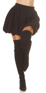 Pantaloni scurți tip balon cu talie elastică – casual chic, damă, bej / negru, eleganți și feminini - Img 10