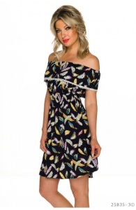 Rochie Bardot cu Imprimeu Multicolor - Img 2