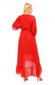 Rochie lunga asimetrica cu model in dungi - Img 8