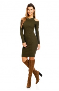 Rochie Medie Din Tricot cu decupaje la umar - Img 10