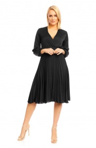 Rochie Midi cu Decolteu in V si Fusta Plisata - Img 7