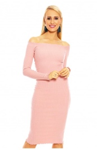 Rochie midi cu maneci lungi si umerii goi - Img 13