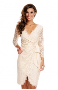 Rochie midi din dantela cu funda In talie - Img 5
