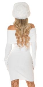 Rochie tricotată tip pulover, cu umeri goi, mulată pe corp – elegantă și călduroasă - Img 7