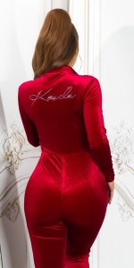 Salopetă damă din catifea elastică cu fermoar, mulată, elegantă - Img 4
