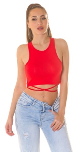 Top damă crop cu șnur în talie și spate reglabil, top scurt casual - Img 6