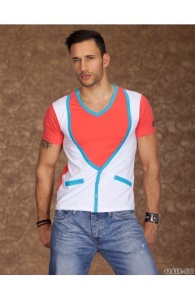 Tricou Multicolor cu Aspect 2 in 1 - Img 1