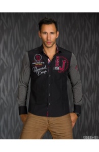 Camasa Slim Fit Barbati cu Aspect Modern si Inscriptii pe Piept - Img 1
