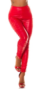 Colanți damă latex look lucioși, talie înaltă, efect push-up, roșu / negru / alb - Img 4