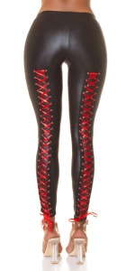 Colanți damă tip latex cu șnur la spate efect push-up – Negru / Roșu / Leopard - Img 5