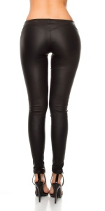 Colanți damă tip piele cu accesorii metalice aurii – croială skinny, talie medie, look sexy și modern - Img 10