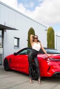 Colanți damă tip piele, talie înaltă, modelatori, cu închidere tip corset – efect push-up, negru - Img 10